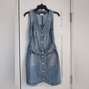 Le Lis Light Blue Denim Button-Front Overall Dress
